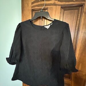 Ted Baker Black Blouse with Puff Sleeves